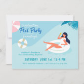Eenvoudig Pool Party Photo Afstuderen Kaart (Voorkant)
