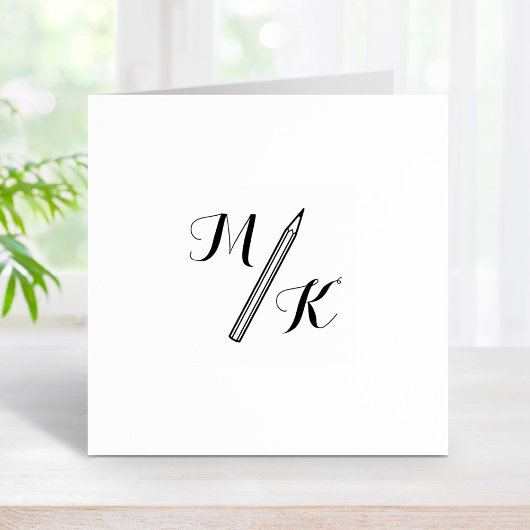 Eenvoudig potlood Monogram Initialen 1x1 Rubberstempel