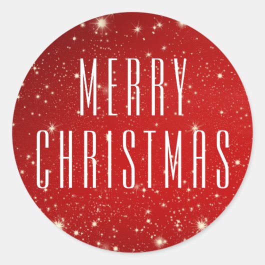 Eenvoudig PRETTIG KERSTFEEST Rood Wit Ronde Sticker (Voorkant)