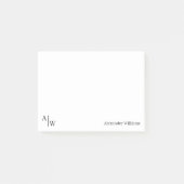 Eenvoudig Professioneel 2 Monogram Initiaal Zwart  Post-it® Notes (Voorkant)