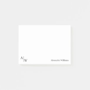 Eenvoudig Professioneel 2 Monogram Initiaal Zwart Post-it® Notes