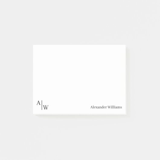Eenvoudig Professioneel 2 Monogram Initiaal Zwart  Post-it® Notes (Voorkant)