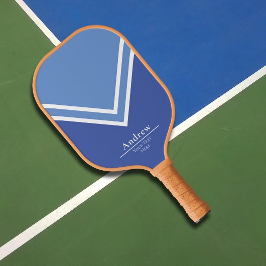 Eenvoudig professioneel blauw monogram pickleball paddle