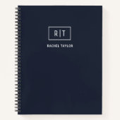 Eenvoudig professioneel monogram Navy blauw Wit Notitieboek (Voorkant)