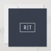 Eenvoudig professioneel monogram navy wit rand notitiekaartje (Voorkant)