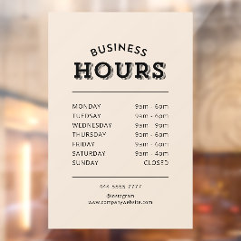 Eenvoudig Professioneel Zwart op Beige Bedrijfsure Raamsticker