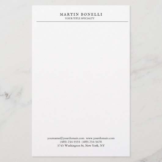 Eenvoudig Professioneel Zwart & Wit Minimalistisch Briefpapier (Voorkant)