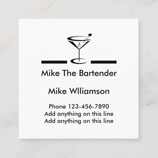 Eenvoudig profiel van Bartender Vierkante Visitekaartje (Voorkant)
