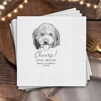 Eenvoudig Proost Hond Hand Tekening Bruiloft Servet