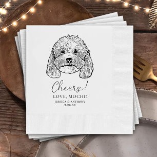 Eenvoudig Proost Hond Hand Tekening Bruiloft Servet