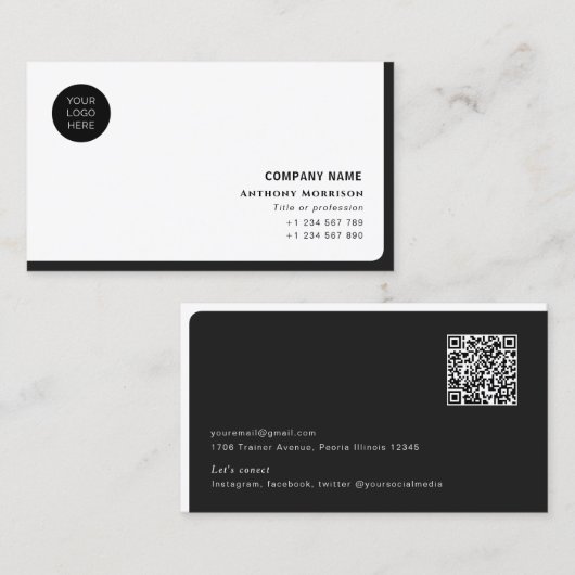 Eenvoudig QR code professioneel bedrijf met logo Visitekaartje (Voorkant / Achterkant)