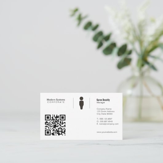 Eenvoudig raster | QR-code Visitekaartje (Staand voorkant)