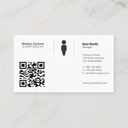 Eenvoudig raster | QR-code Visitekaartje (Voorkant)