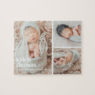 Eenvoudig raster van drie gepersonaliseerde fotopu legpuzzel