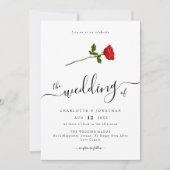Eenvoudig Red Rose Elegant Script QR-code Kaart (Voorkant)
