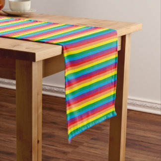 Eenvoudig regenboogpatroon korte tafelloper