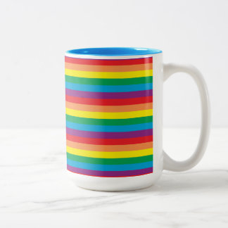Eenvoudig regenboogpatroon tweekleurige koffiemok