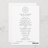 Eenvoudig Restaurant Cafe Cake Bakkerij Menu Prijs (Voorkant / Achterkant)