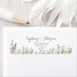 Eenvoudig Retouradres Wilde Bloemen Bruiloftsinvat Etiket