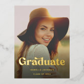 Eenvoudig Retro High School Afstuderen Folie Uitnodiging Briefkaart (Voorkant)