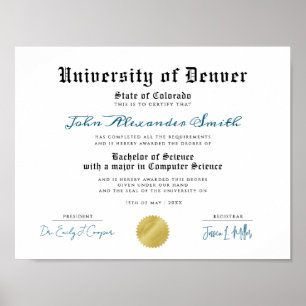 Eenvoudig Retro Universiteit Afstudeercertificaat Poster