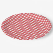 Eenvoudig Rode Land Gingham Pattern Papieren Bordje (Gekanteld)