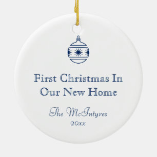 Eenvoudig Roestthuis blauw nieuw adres Keramisch Ornament