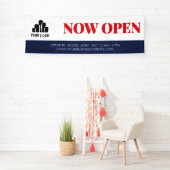Eenvoudig Rood Blauw Wit Uw Logo nu open Spandoek (Insitu)