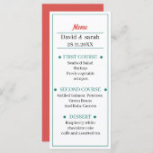 Eenvoudig rood en groen Gepersonaliseerd bruilofts Menu (Voorkant / Achterkant)