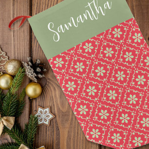 Eenvoudig rood groen winter sneeuwvlok Elegant pat Kleine Kerstsok