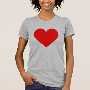 Eenvoudig Rood Hart Modern Love Grijs T-shirt