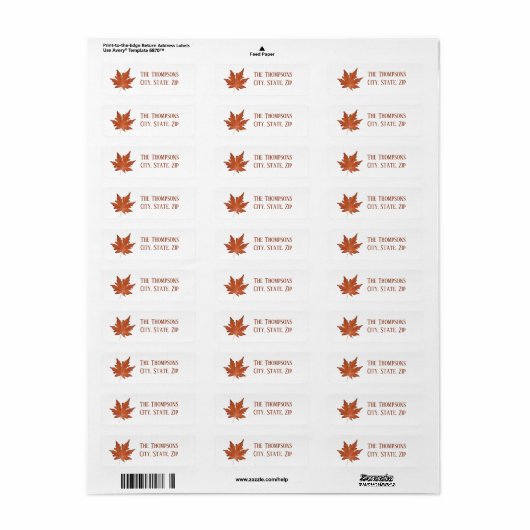 Eenvoudig rood herfst Maple Leaf Etiket (Full Sheet)