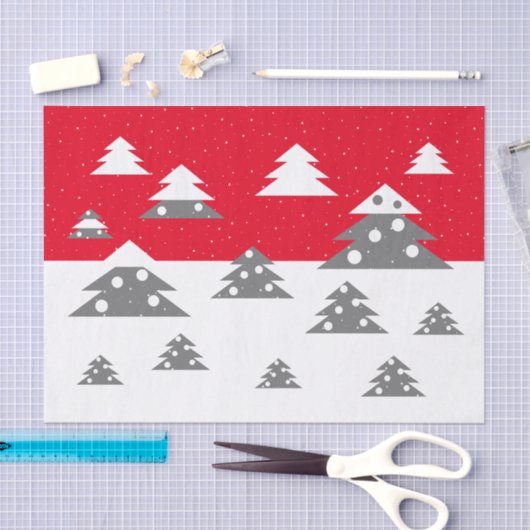 Eenvoudig rood kerstboompatroonsneeuwfeest tissuepapier (Craft)