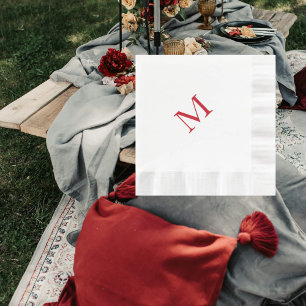 Eenvoudig rood monogram Bedacht Luncheon Servet