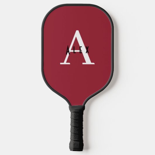 Eenvoudig Rood Monogram Naam + Initiaal Pickleball Paddle (Achterkant)
