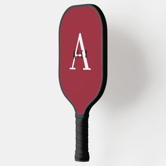 Eenvoudig Rood Monogram Naam + Initiaal Pickleball Paddle (Links)