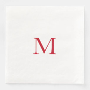 Eenvoudig rood monogram papieren servet