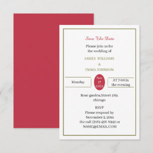 Eenvoudig rood Opslaan van de datum Aangepast Save The Date