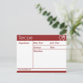 Eenvoudig rood recept zonder lijn briefkaart (Staand voorkant)