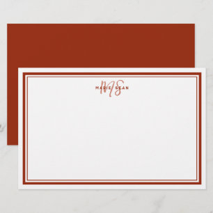 Eenvoudig Rood Scharlaken Minimalistisch Monogram Briefpapier
