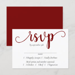 Eenvoudig rood script | Cherry Flourish Volledige RSVP Kaartje