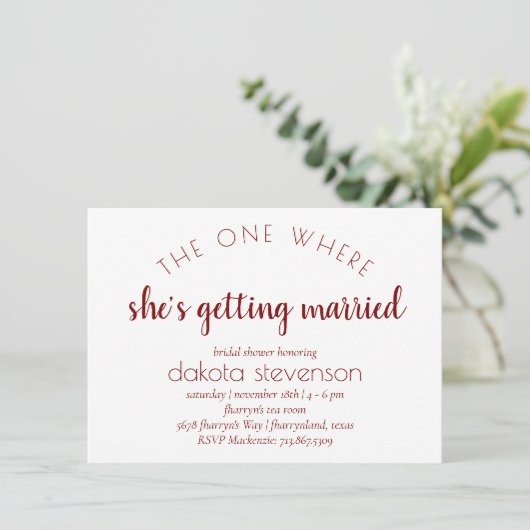 Eenvoudig rood script | Een waar ze gaat trouwen Kaart (Staand voorkant)