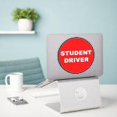 [Eenvoudig rood teken] Student Driver Sticker (Laptop op bureau)