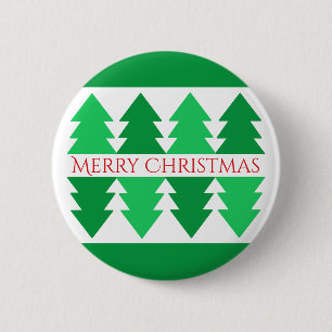 Eenvoudig rood vrolijk kerstgroen boomontwerp ronde button 5,7 cm
