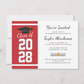 Eenvoudig Rood Wit 2025 Afstudeerfeest Kaart (Voorkant)