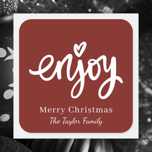 Eenvoudig Rood & Wit Minimaal Kerstbakken Vierkante Sticker