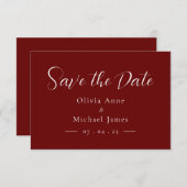Eenvoudig Rood & Wit Script Huwelijk Bewaar de Dat Save The Date (Voorkant / Achterkant)