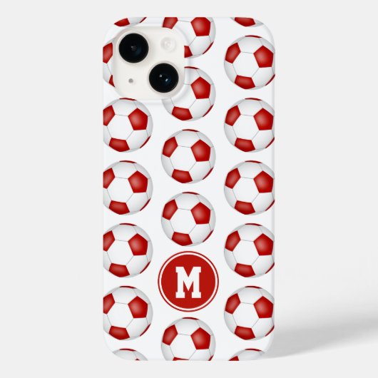 Eenvoudig rood wit voetballen patroon monogram Case-Mate iPhone case (Achterkant)