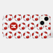 Eenvoudig rood wit voetballen patroon monogram Case-Mate iPhone case (Achterkant (horizontaal))