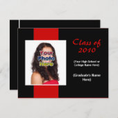 Eenvoudig rood/zwart Afstuderen voor elk jaar Kaart (Voorkant / Achterkant)